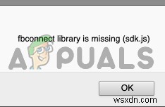 Windows에서  fbconnect 라이브러리가 없습니다(sdk.js)  오류를 수정하는 방법? 