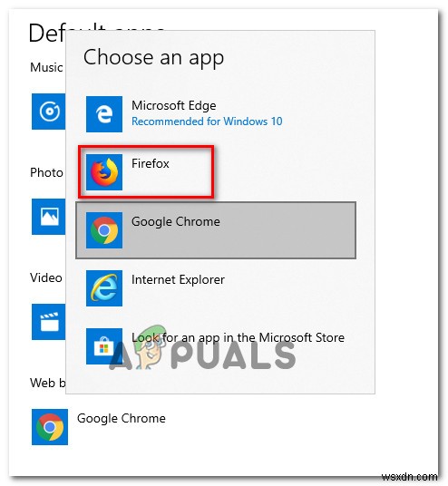 수정:Windows 10에서 Firefox를 기본 브라우저로 설정할 수 없음 