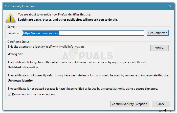 수정:SSL_ERROR_BAD_CERT_DOMAIN 