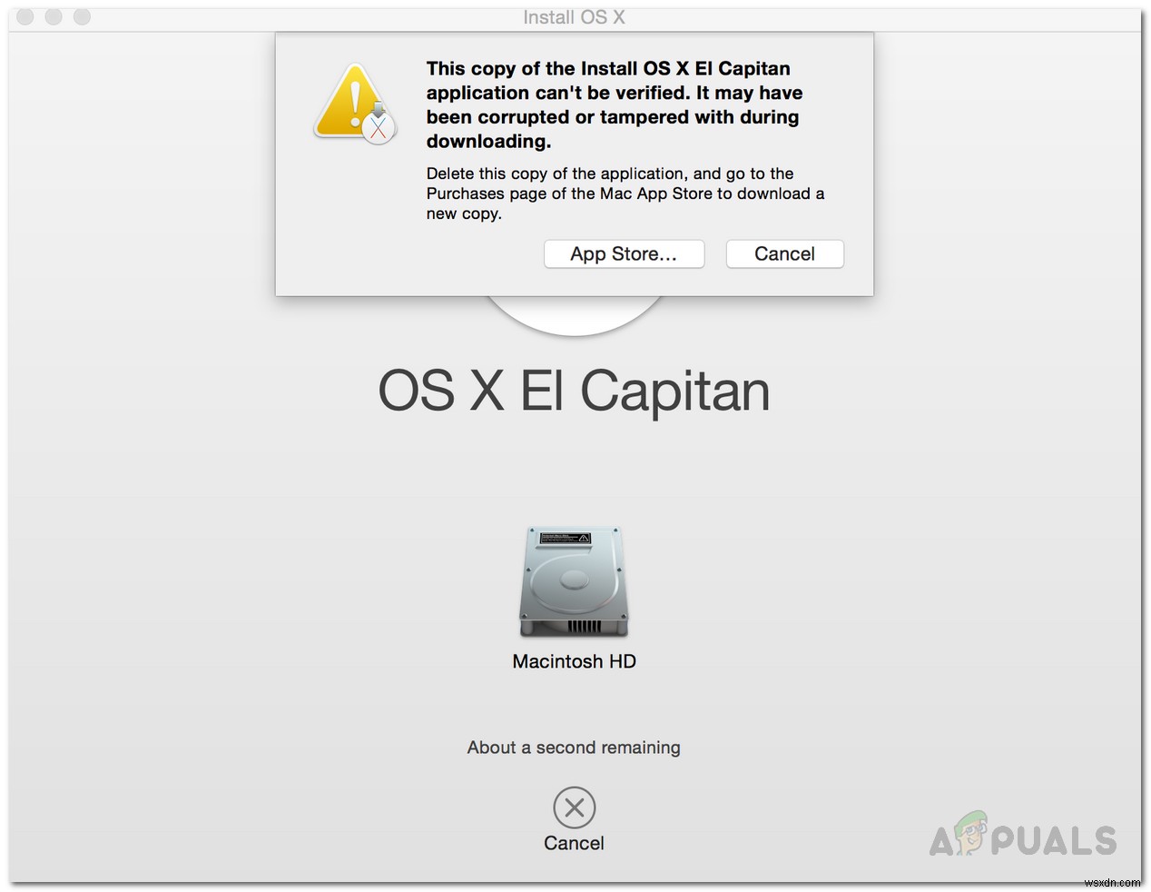 [FIX] OS X El Capitan 설치 애플리케이션 사본을 확인할 수 없음 