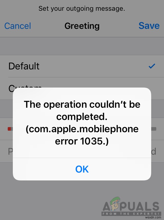 iPhone에서  com.apple.mobilephone 오류 1035 를 수정하는 방법 