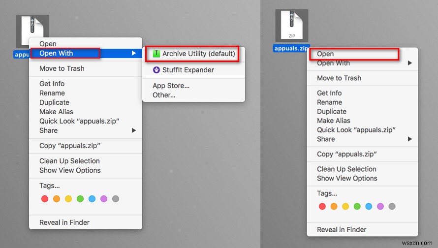 macOS에서  압축  파일을 압축하고  압축 해제  파일의 압축을 푸는 방법 