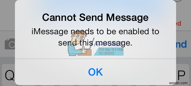 수정:이 메시지를 보내려면 iMessage를 활성화해야 합니다.