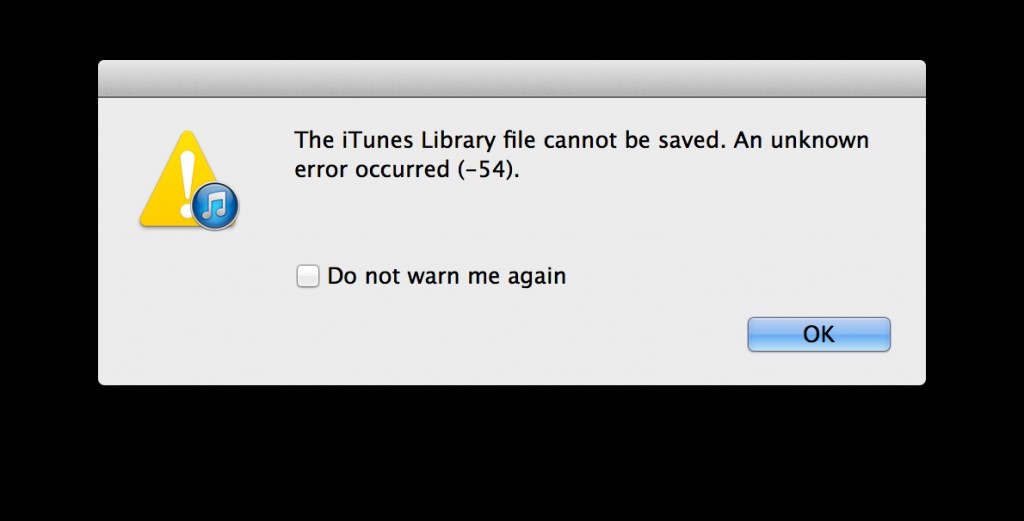 iTunes 알 수 없는 오류 -54를 수정하는 방법