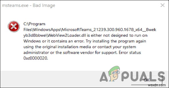 Microsoft Teams에서  오류 코드:0xc0000020 을 수정하는 방법은 무엇입니까?