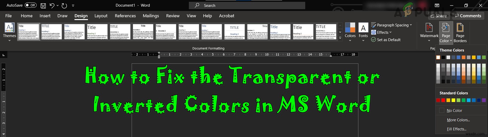 MS Word에서 투명하거나 반전된 색상을 수정하는 방법은 무엇입니까? 