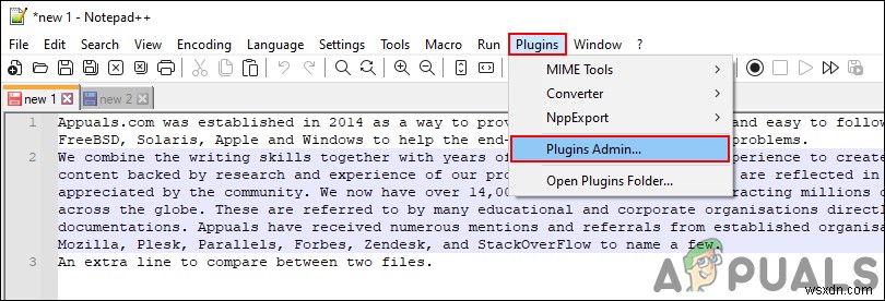 플러그인을 사용하여 메모장++에서 두 파일을 비교하는 방법 