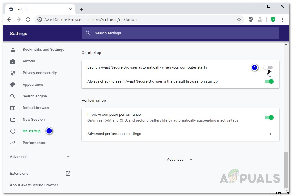 시작 시 Avast Browser가 열리지 않도록 하는 방법은 무엇입니까? 