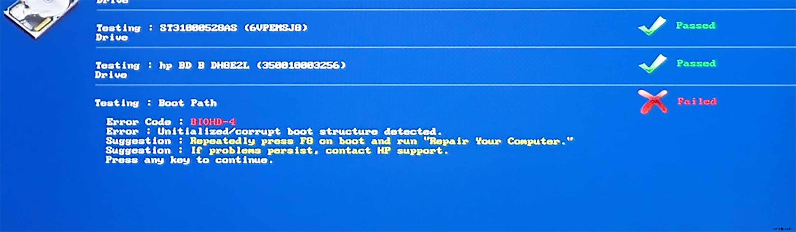 HP 컴퓨터에서 오류 코드  BIOHD-4 를 수정하는 방법 