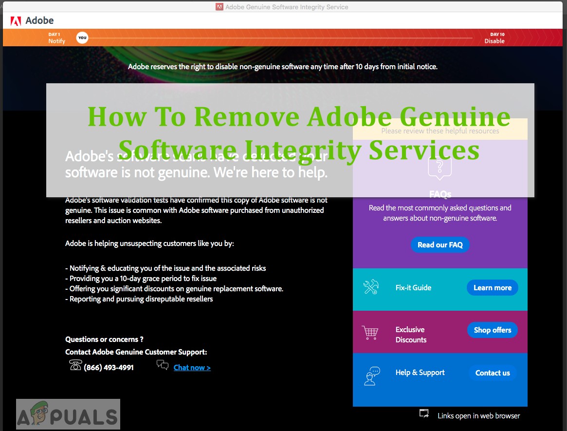 Adobe 정품 소프트웨어 무결성 서비스를 제거하는 방법 