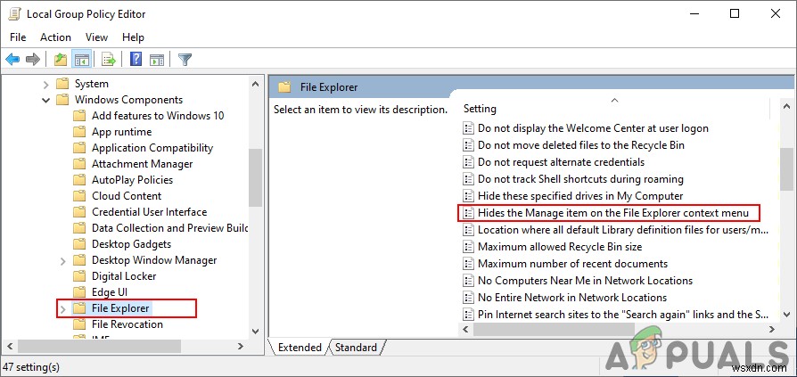 파일 탐색기 컨텍스트 메뉴에서 관리 항목을 추가하거나 제거하는 방법은 무엇입니까? 