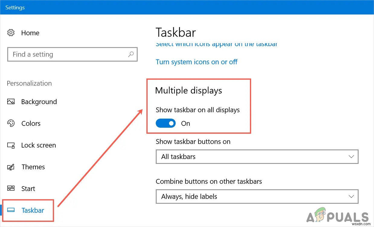 Windows 10의 다중 디스플레이에서 작업 표시줄을 숨기는 방법은 무엇입니까? 