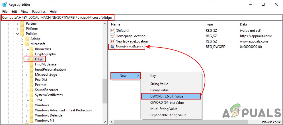 Microsoft Edge Chromium의 도구 모음에서 홈 버튼을 추가하거나 제거하는 방법은 무엇입니까? 