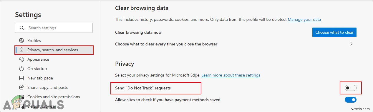 Microsoft Edge에 대한  추적 안 함 보내기  요청을 구성하는 방법은 무엇입니까? 
