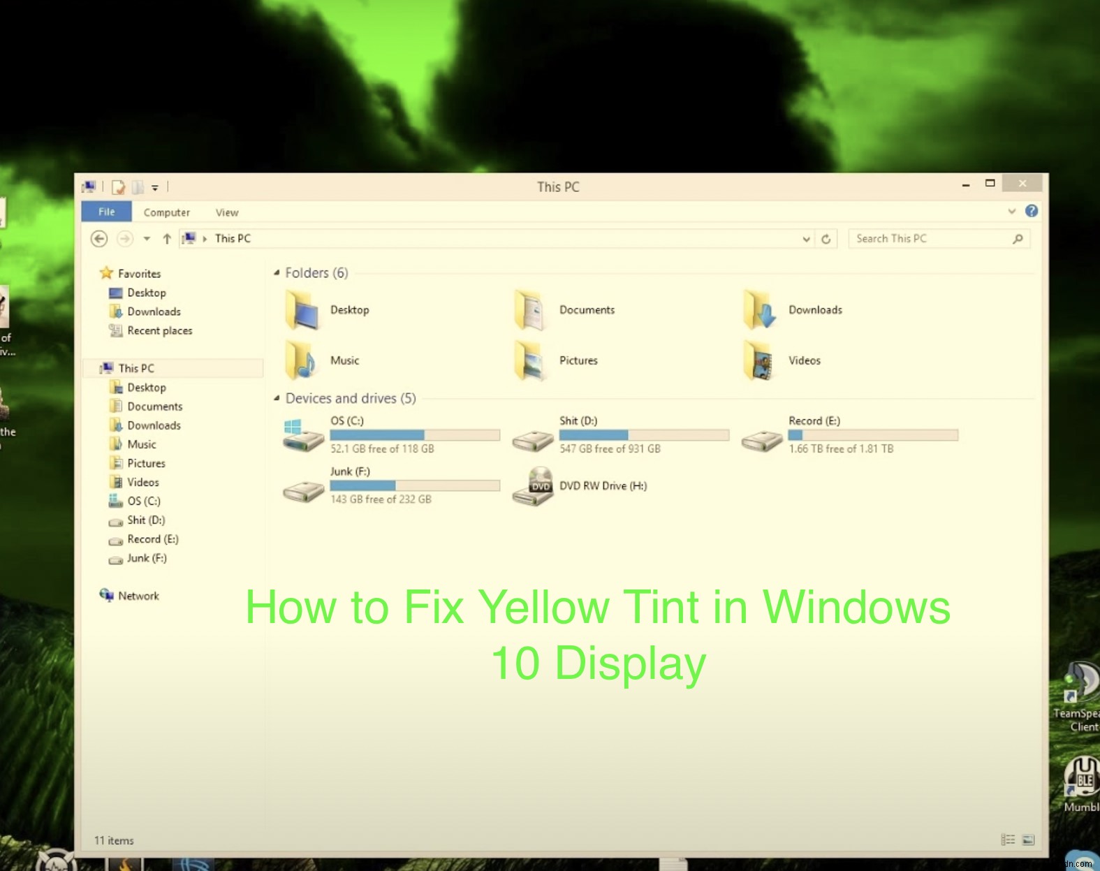 Windows 디스플레이에서 노란색 색조를 수정하는 방법 