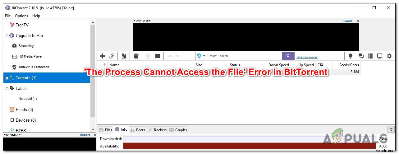 BitTorrent 오류  프로세스가 파일에 액세스할 수 없음 을 수정하는 방법 