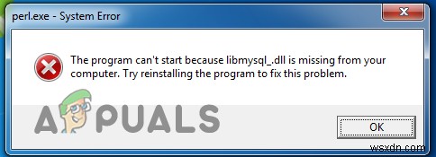 수정:Libmysql.dll이 누락되었습니다. 