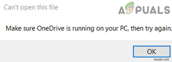 지금은 이 파일을 열 수 없습니다. OneDrive가 PC에서 실행 중인지 확인(Fix) 