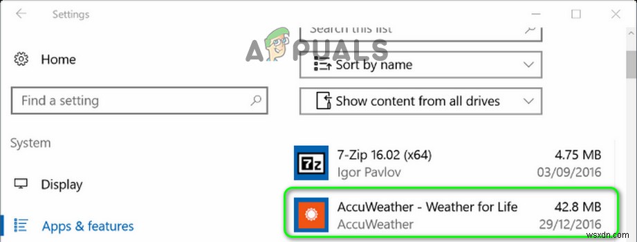 화면에 나타나는 Accuweather 상자를 제거하는 방법 