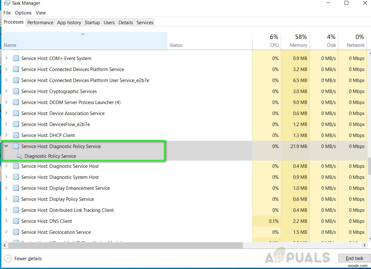 [FIX] 서비스 호스트:진단 정책 서비스 높은 CPU 및 메모리 사용량 