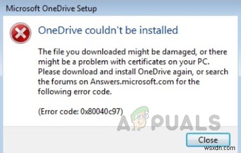 Windows 10에서 OneDrive 설치 오류 코드 0x80040c97을 수정하는 방법은 무엇입니까? 