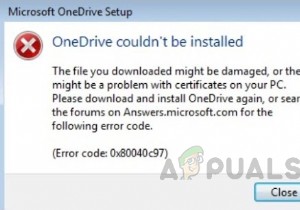 Windows 10에서 OneDrive 설치 오류 코드 0x80040c97을 수정하는 방법은 무엇입니까? 
