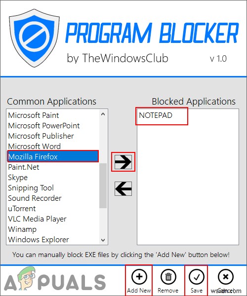 사용자가 지정된 Windows 응용 프로그램을 실행하지 못하도록 하는 방법은 무엇입니까? 