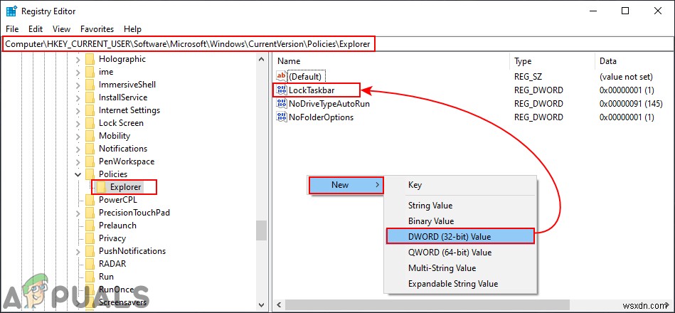 Windows 10에서  작업 표시줄 잠금 을 비활성화하는 방법은 무엇입니까? 