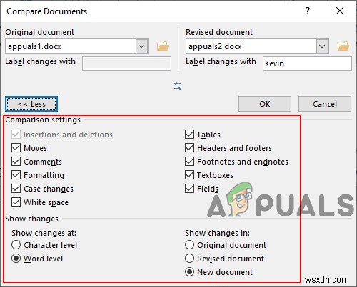 두 개의 Microsoft Word 문서를 비교하는 방법은 무엇입니까? 