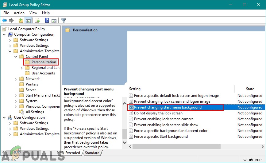 Windows 10에서 시작 메뉴 배경 사용자 지정을 비활성화하는 방법은 무엇입니까? 