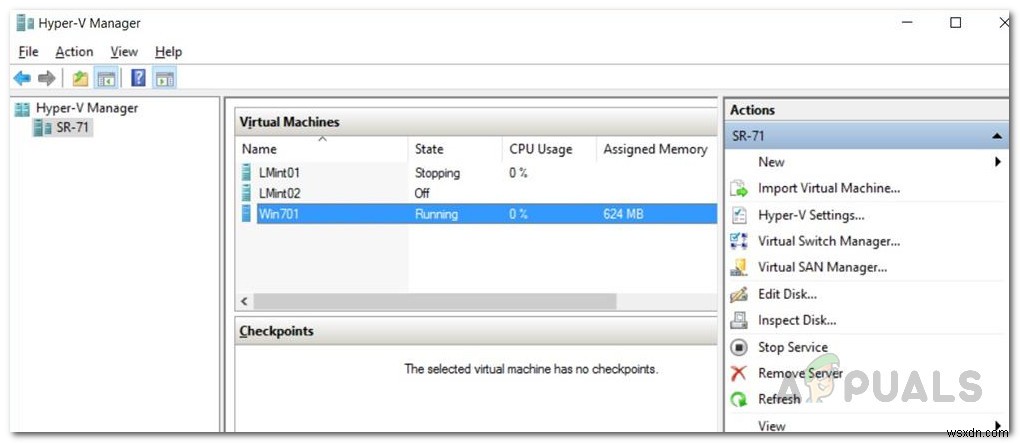 중지 상태에서 멈춘 Hyper-V 가상 머신을 수정하는 방법 