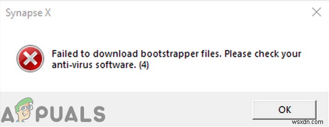 수정:부트스트래퍼 파일 Synapse X 다운로드 실패 