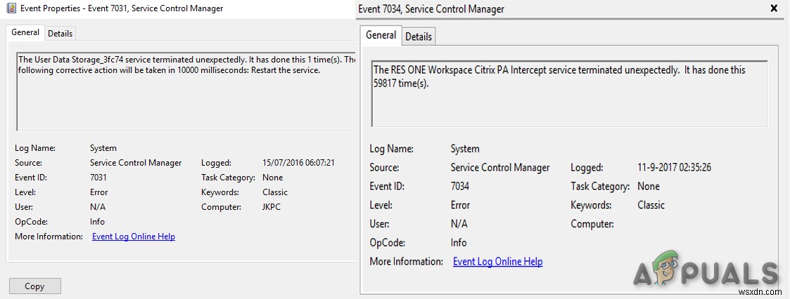 사용자가 Windows 10에서 로그오프할 때 이벤트 ID 7031 또는 7034 오류를 수정하는 방법 