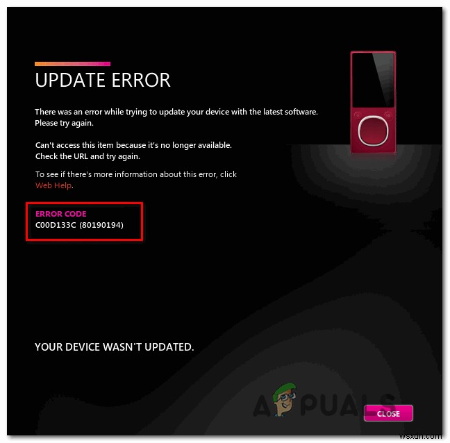 Zune 오류 코드 C00D133C(80190194) 수정 방법 