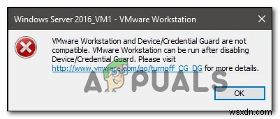 수정:VMware Workstation 및 Device/Credential Guard가 호환되지 않음 