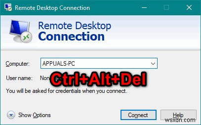 원격 데스크톱을 통해 Ctrl + Alt + Del을 보내는 방법은 무엇입니까? 