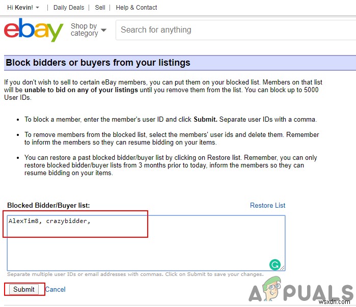 eBay에서 구매자와 입찰자를 어떻게 차단합니까? 