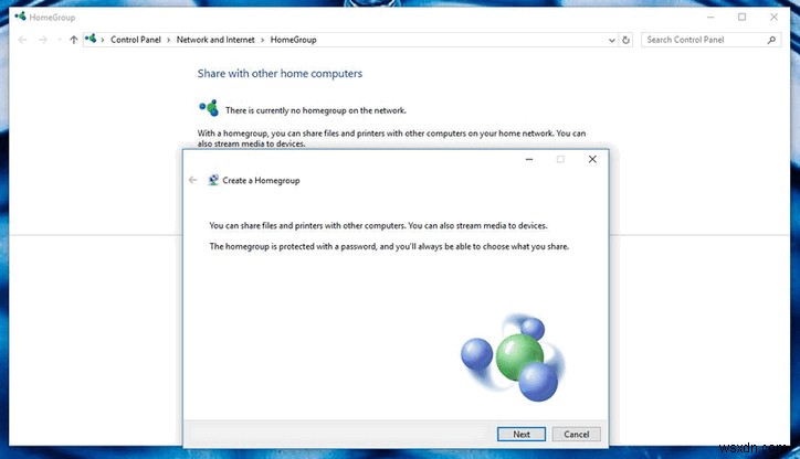 Windows 10에서 홈 그룹 설정 문제 