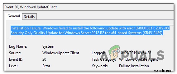 오류 0x800f0831 설치 실패, Windows에서 다음 업데이트를 설치하지 못했습니다. 