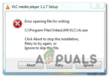 수정:VLC 미디어 플레이어로 쓰기 위해 파일을 열 수 없음  
