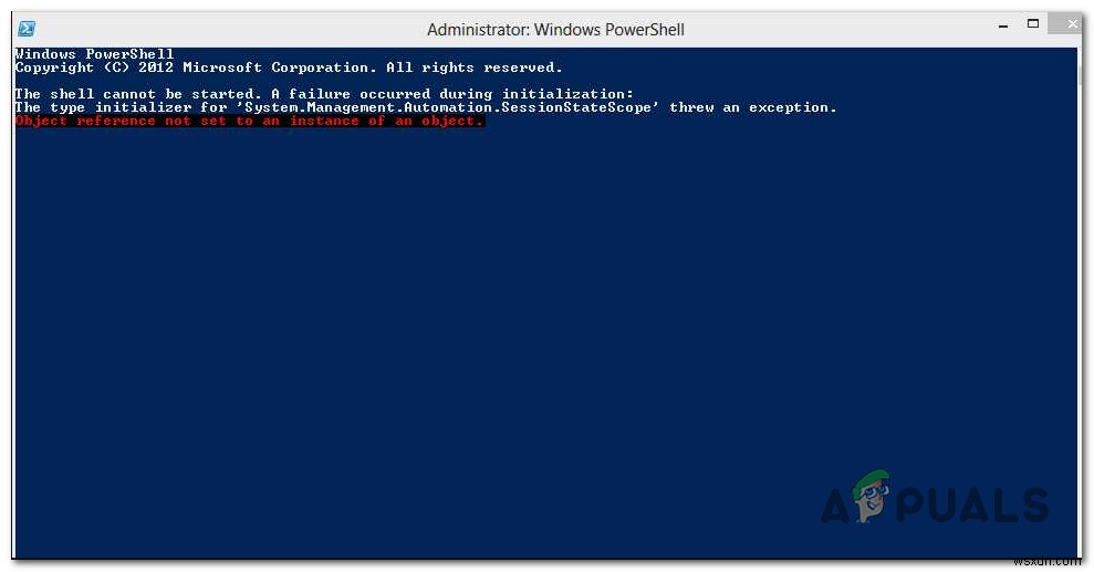 Powershell:초기화 중 오류가 발생했습니다. 