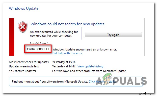 Windows 업데이트 오류 8000FFF에 대한 쉬운 수정 
