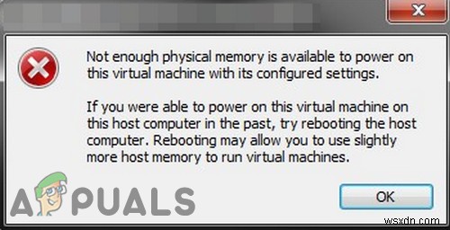 VMware의 물리적 메모리 부족 오류 