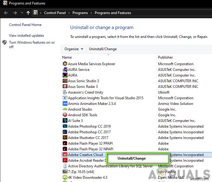 Adobe Creative Cloud에서 누락된 앱 탭 복원 