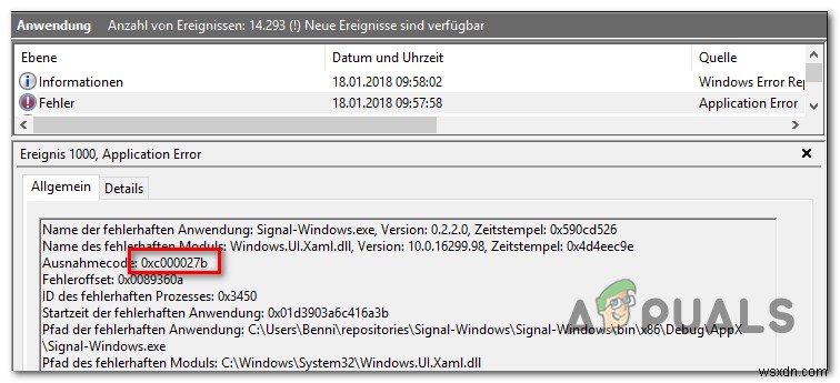 수정:Windows 스토어 충돌 예외 코드 0xc000027b 