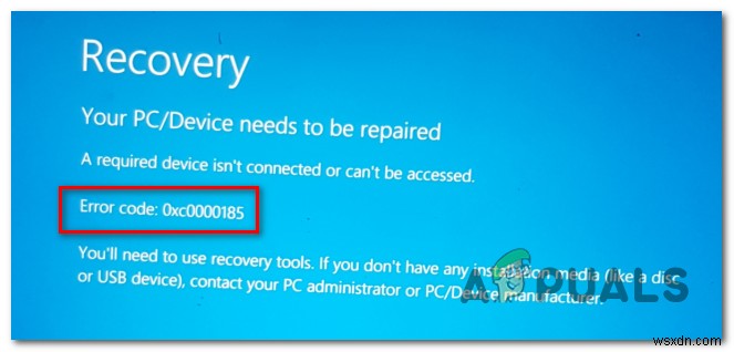 Windows 10 블루 스크린 복구 오류 0x0000185가 발생하는 경우 