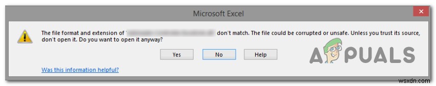 Excel에서  파일 형식과 확장자가 일치하지 않음  오류 수정 