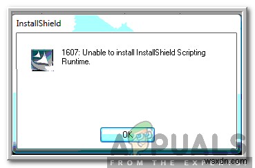Windows에서  1607 InstallShield 스크립팅 런타임을 설치할 수 없음  오류를 수정하는 방법은 무엇입니까? 