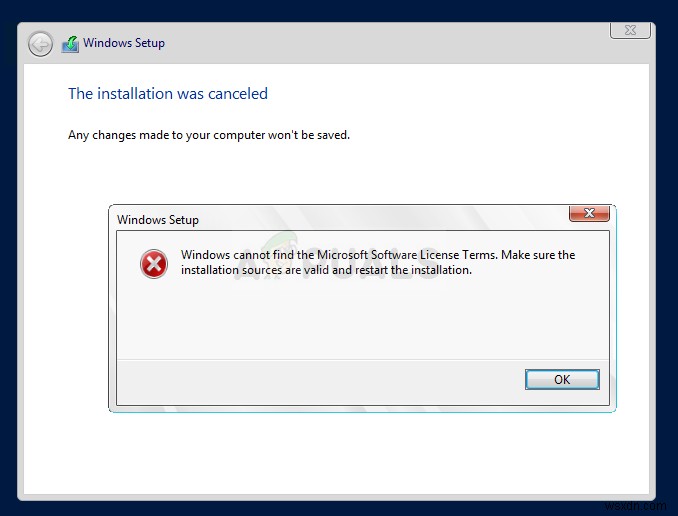 Windows에서  Windows에서 Microsoft 소프트웨어 사용 조건을 찾을 수 없음  오류를 수정하는 방법은 무엇입니까? 