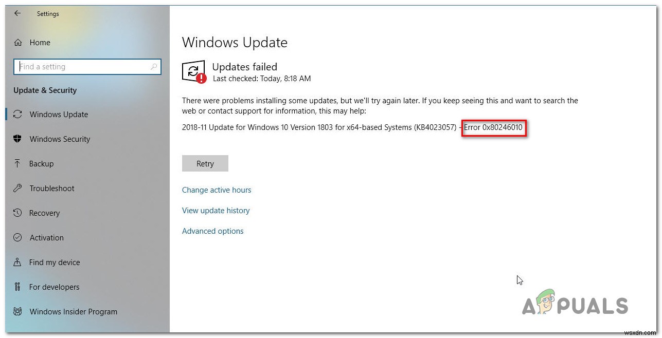 Windows 업데이트 오류 0x80246010을 수정하는 방법 